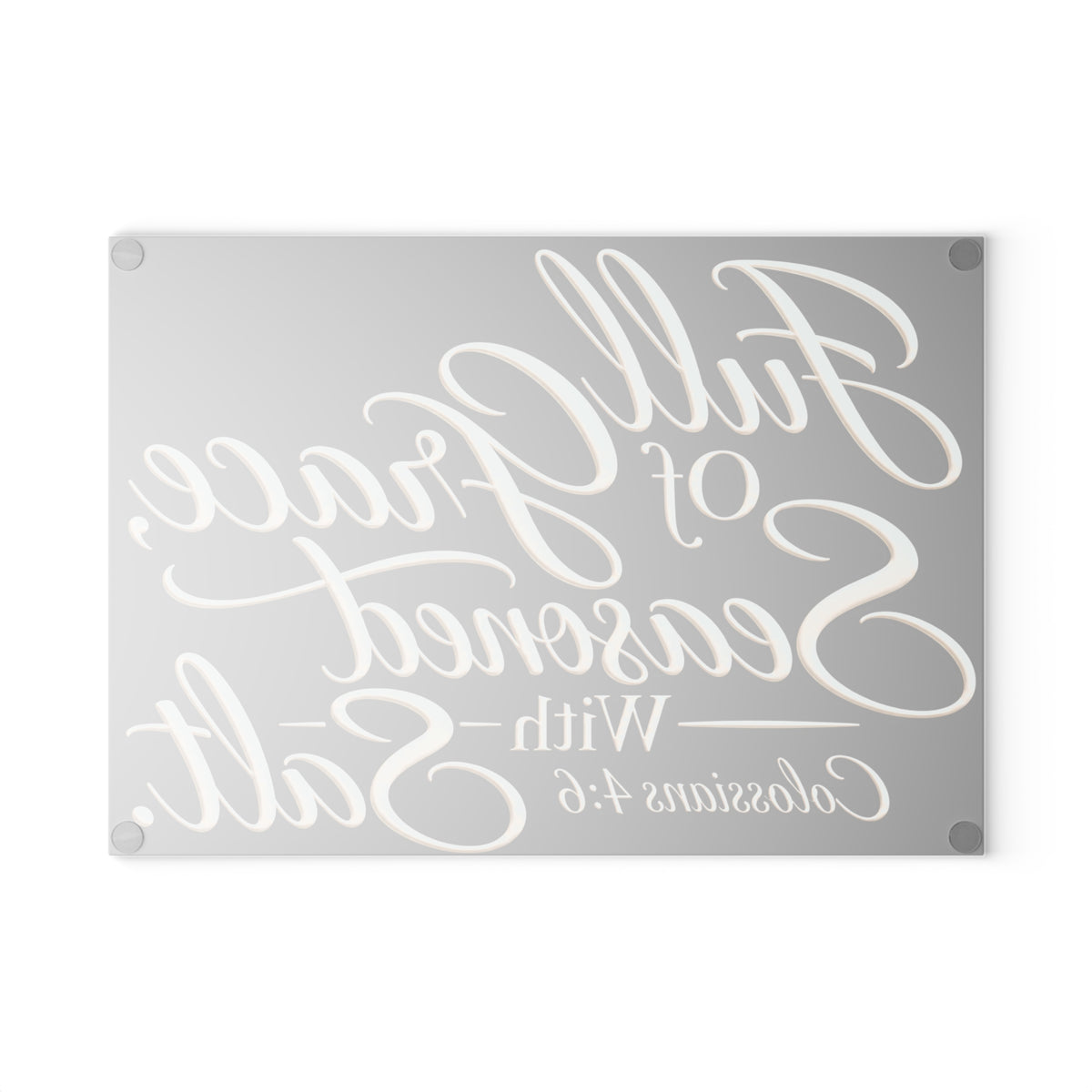Full of Grace Seasoned with Salt Glass Cutting Board | Colossians 4:6 Christian Kitchen Decor