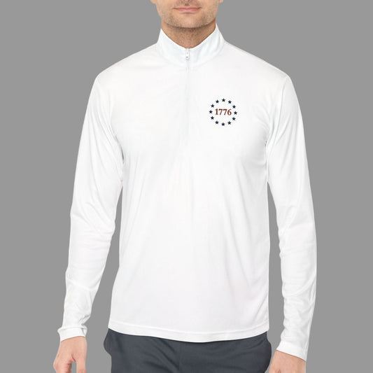 1776 One Nation Under God Patriotic Quarter-Zip. Fast Drying And Lightweight Athletic Pullover