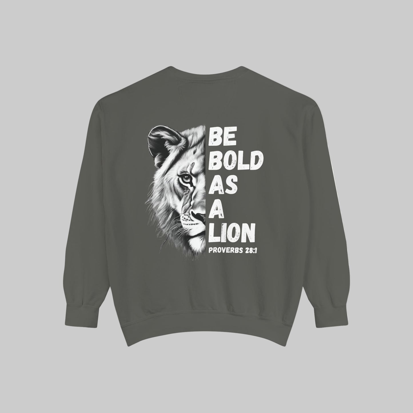 Be Bold As A Lion Christian Premium Crewneck Sweatshirt, Faith Based Proverbs Bible Verse  Sweatshirt