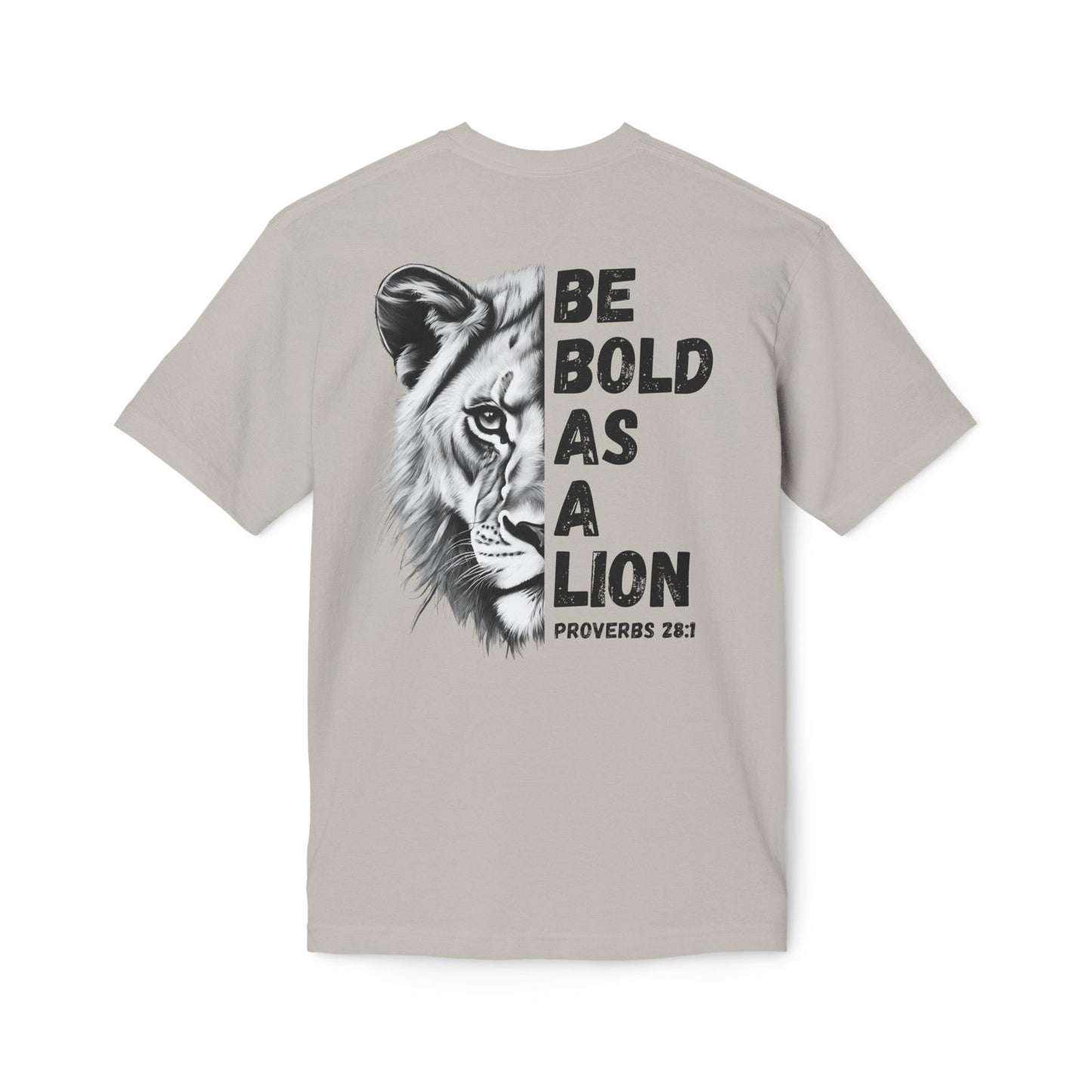 Made In The USA - Bold As A Lion Christian T-Shirt, Inspirational Tee, Faith Apparel, Proverbs 28:1