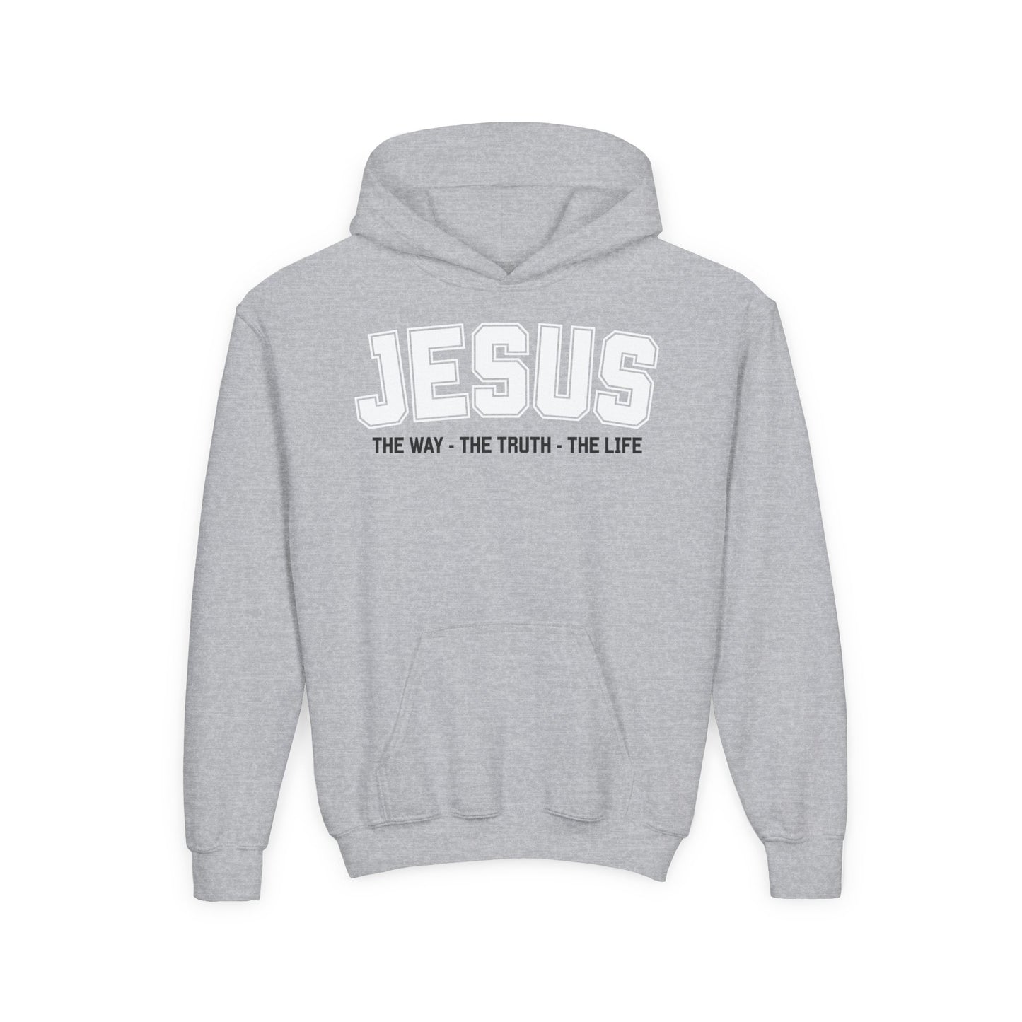 Youth Heavy Blend Hooded Sweatshirt - 'Jesus: The Way, The Truth, The Life' - Inspirational Christian Apparel, Cozy Hoodie for Kids