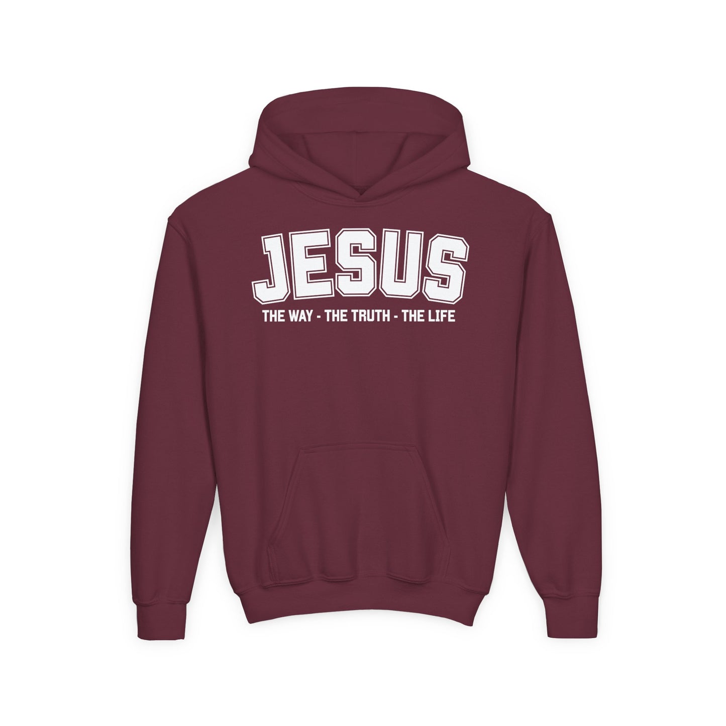 Youth Heavy Blend Hooded Sweatshirt - 'Jesus: The Way, The Truth, The Life' - Inspirational Christian Apparel, Cozy Hoodie for Kids