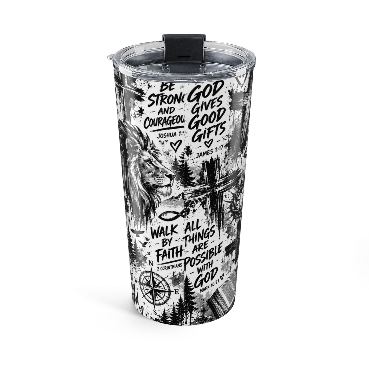 Jesus Changes Everything 20oz Christian Tumbler | Black & White Faith-Inspired Travel Cup