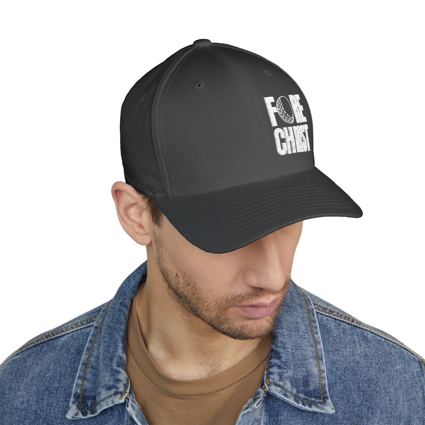 Fore Christ Embroidered Golf Hat - Fitted Hat for Christian Golfers