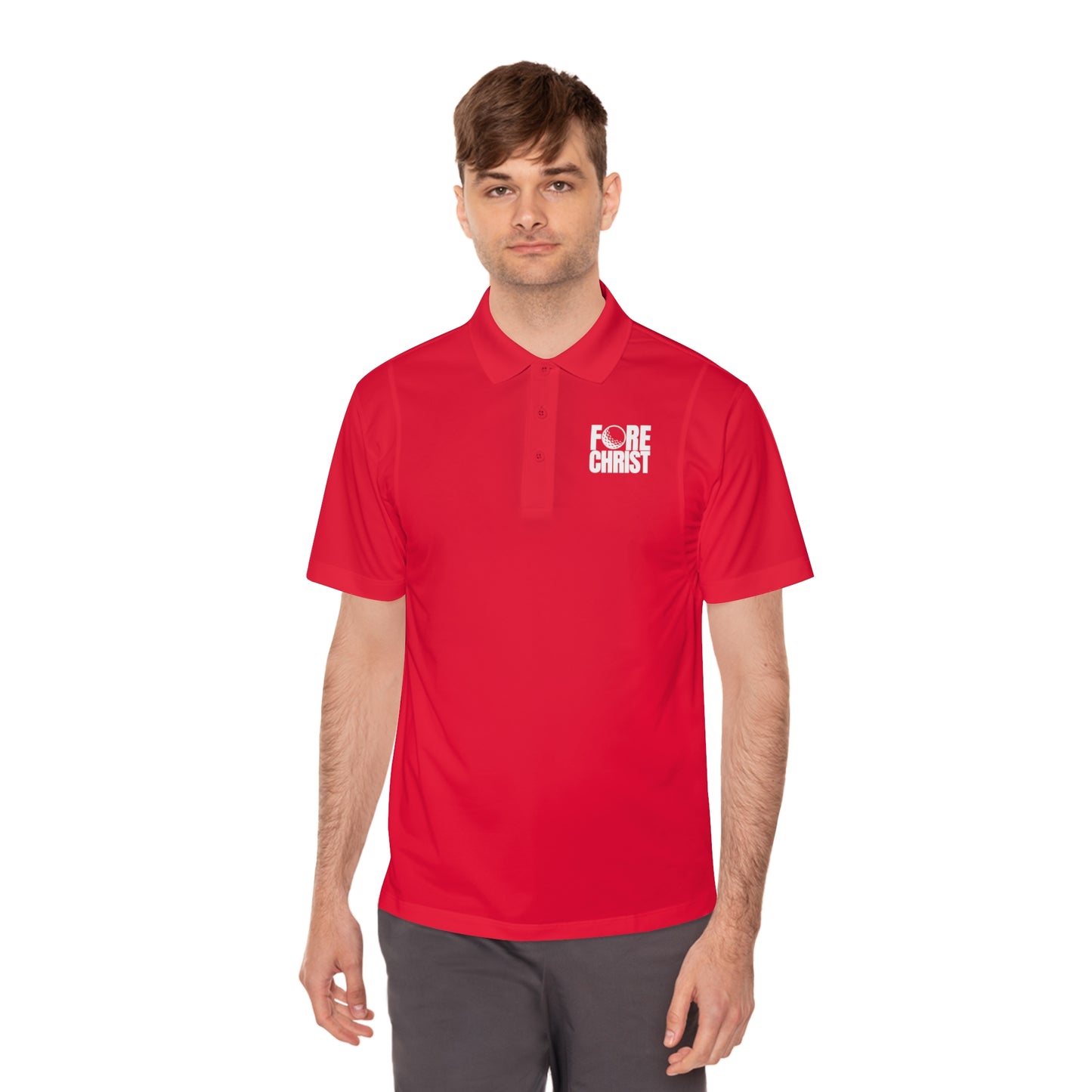 Men's 'Fore Christ' Sport Polo Shirt, Faith-Inspired Activewear, Christian Polo for Golf & Casual Outings, Men's Casual Wear