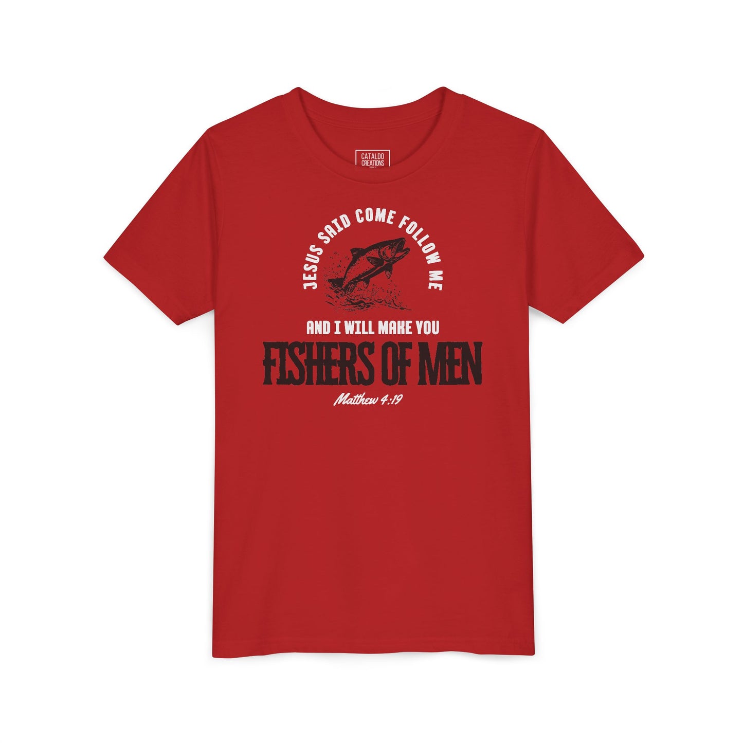 Fishers Of Men Youth Short Sleeve Scripture Tee - Inspirational Jesus Design