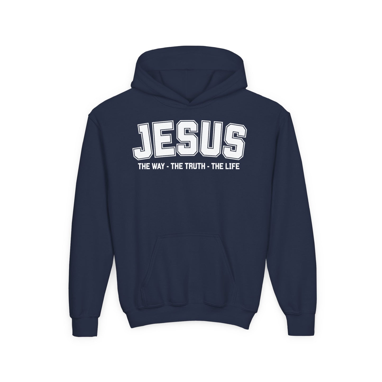 Youth Heavy Blend Hooded Sweatshirt - 'Jesus: The Way, The Truth, The Life' - Inspirational Christian Apparel, Cozy Hoodie for Kids