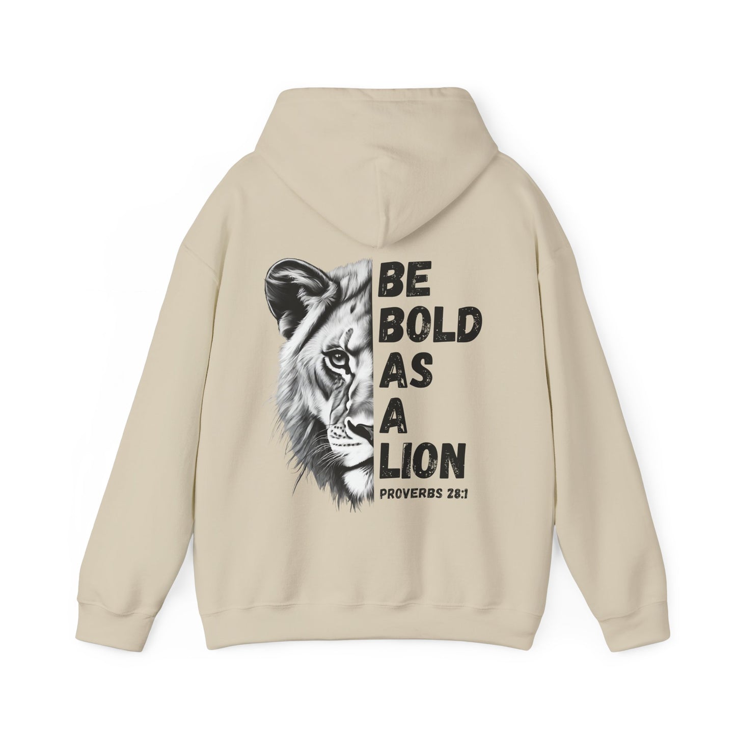 Be Bold As A Lion Christian Hoodie, Proverbs Bible Verse Hooded Sweatshirt, Lion Graphic Faith Based Sweatshirt