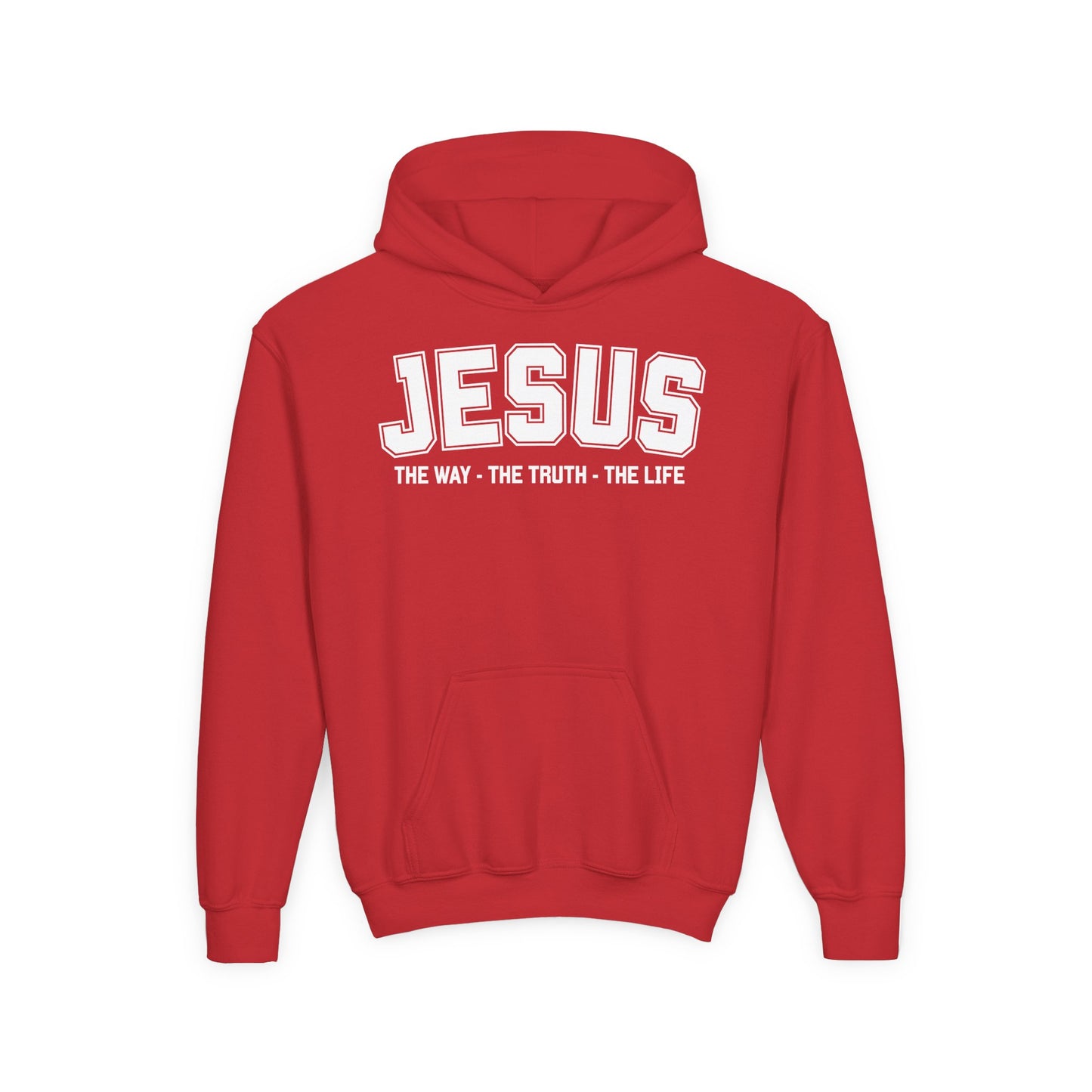 Youth Heavy Blend Hooded Sweatshirt - 'Jesus: The Way, The Truth, The Life' - Inspirational Christian Apparel, Cozy Hoodie for Kids
