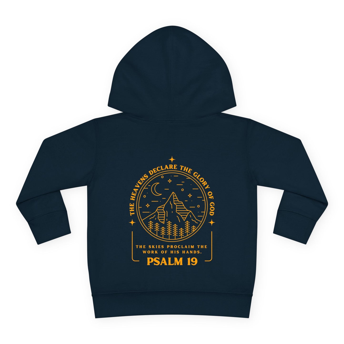 Toddler Psalm 19 'The Heavens Declare The Glory Of God' Pullover Fleece Hoodie, Christian Toddler Hooded Sweatshirt