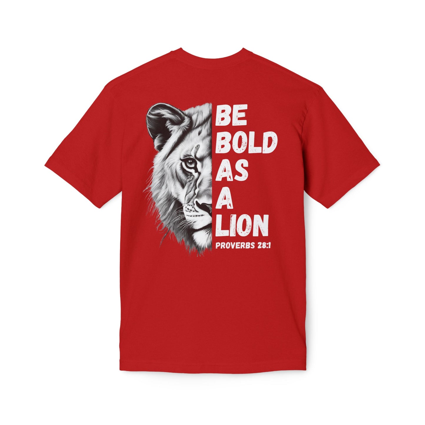 Made In The USA - Bold As A Lion Christian T-Shirt, Inspirational Tee, Faith Apparel, Proverbs 28:1