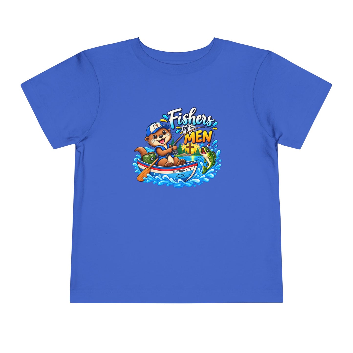 Fishers of Men Christian Toddler T-Shirt | Matthew 4:19 Otter Fishing Tee | Faith-Based Little Kids Clothing