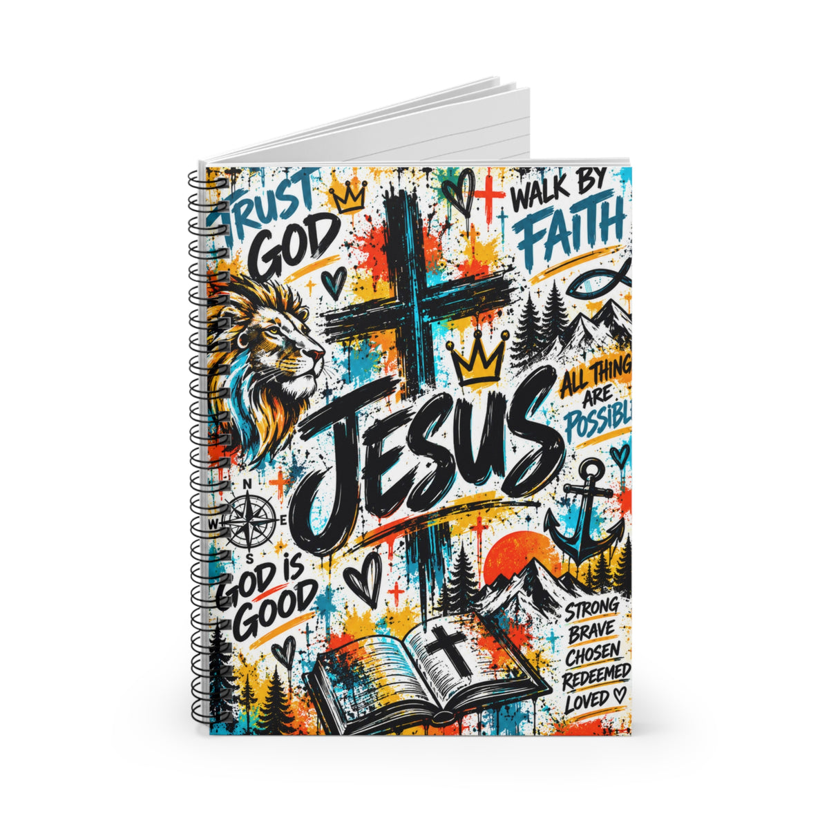 Jesus Walk by Faith Christian Spiral Notebook | Colorful Faith Journal – 6" x 8"