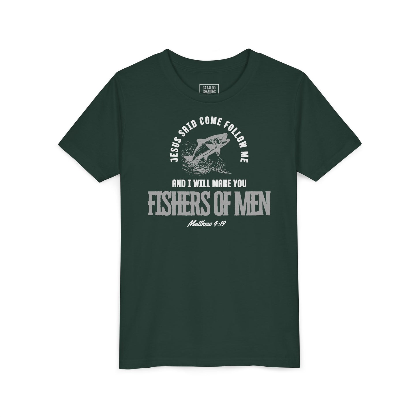 Fishers Of Men Youth Short Sleeve Scripture Tee - Inspirational Jesus Design
