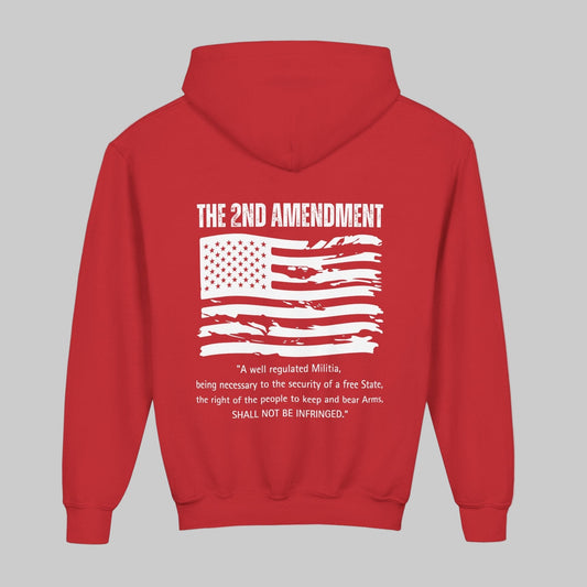 Youth 2nd Amendment Flag Design Hoodie, Kids 2A Sweatshirt, Gift for Teens, Patriotic Apparel, Flag Hoodie