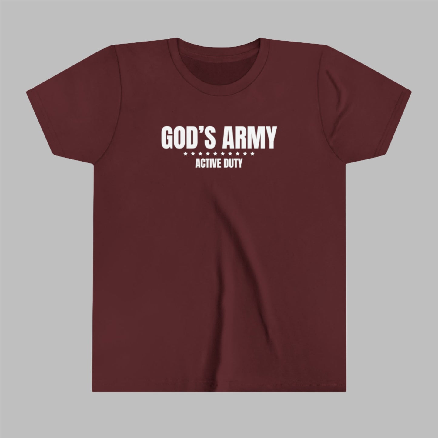 God's Army Active Duty Christian Youth Short Sleeve Tee. Cataldo Creations