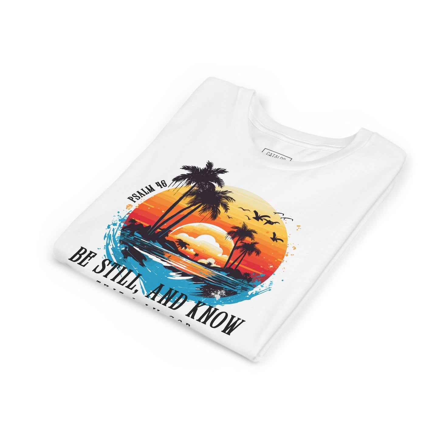 Youth Short Sleeve Tee with Bible Verse Ocean Sunset Design | Summer Vibes, Beachwear, Kid's Faith-Based Apparel