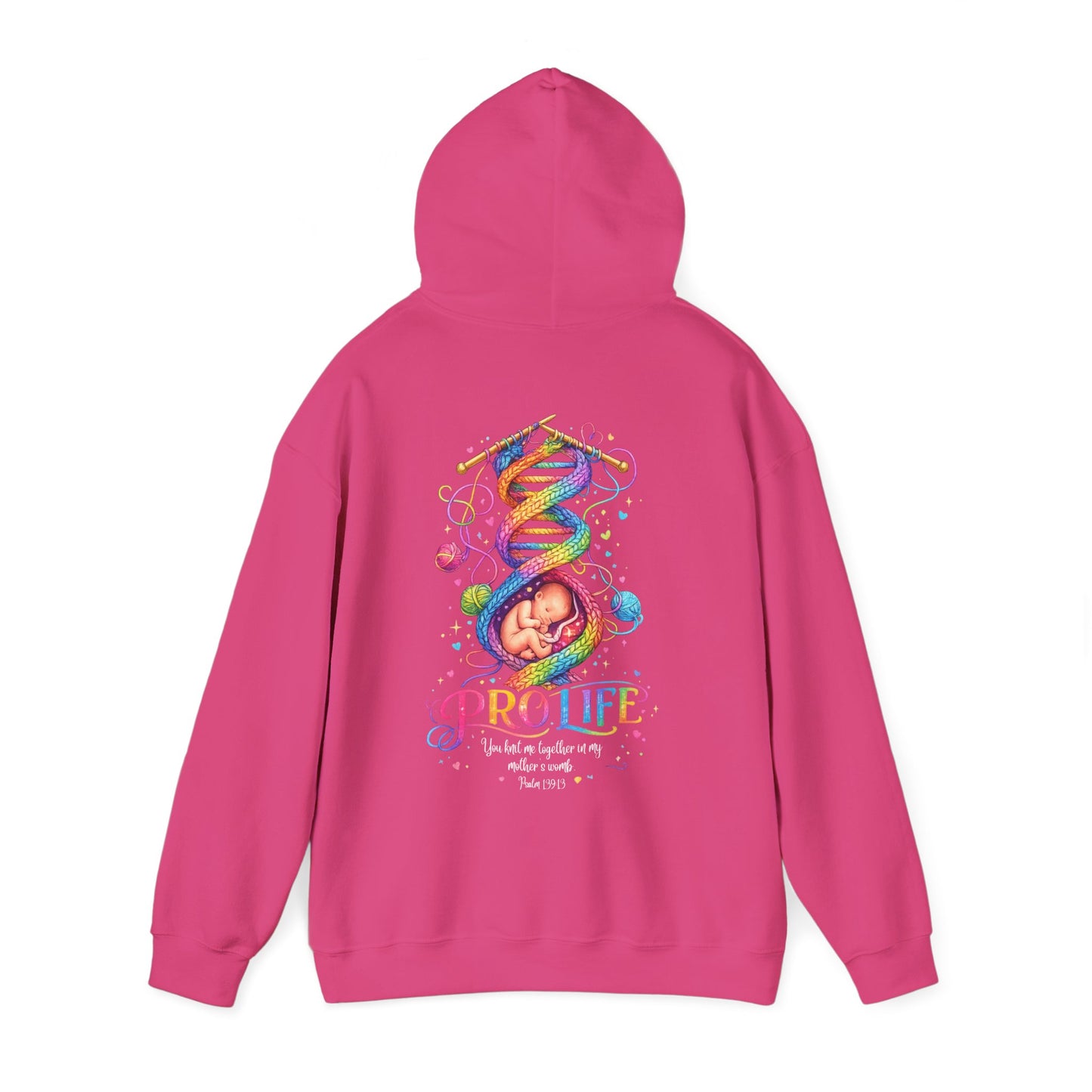 Pro-Life Christian Hoodie, Psalm 139 "You Knit Me Together" Heavy Blend Hooded Sweatshirt