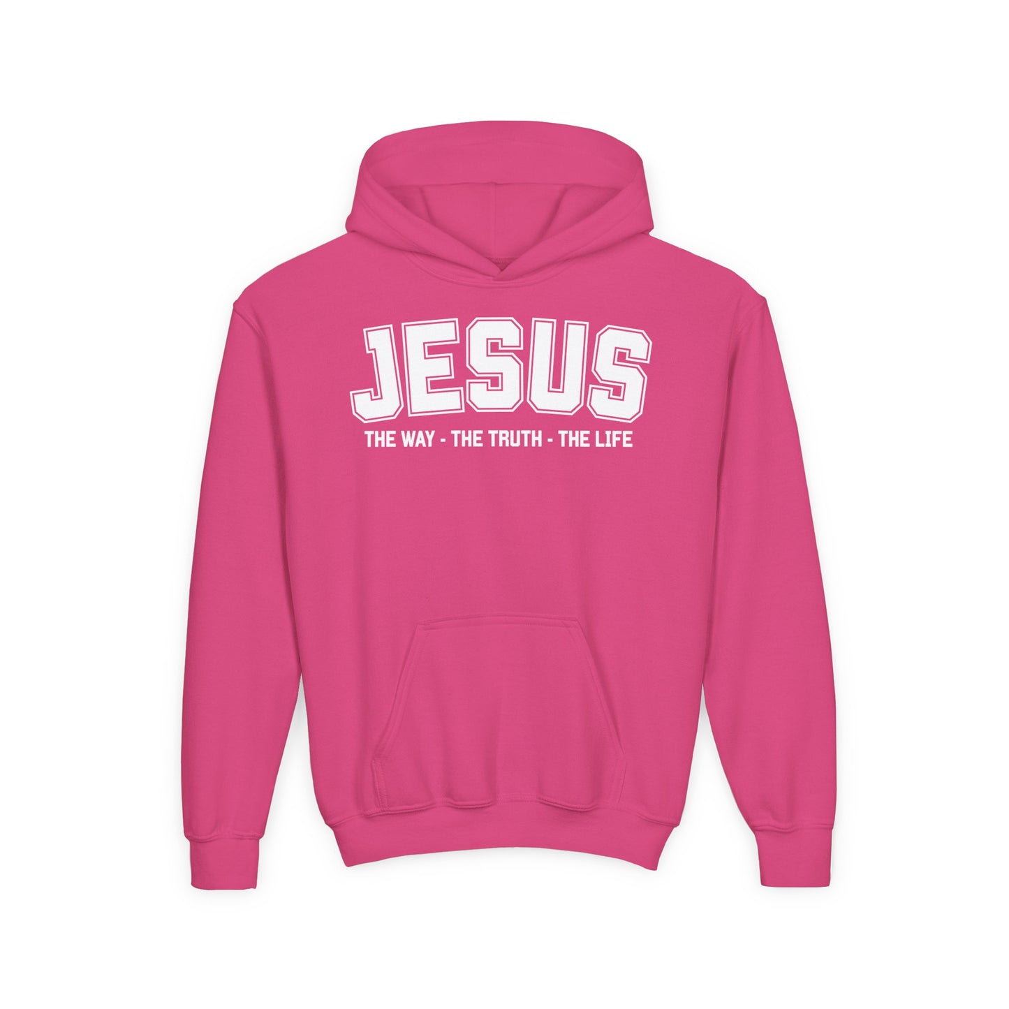 Youth Heavy Blend Hooded Sweatshirt - 'Jesus: The Way, The Truth, The Life' - Inspirational Christian Apparel, Cozy Hoodie for Kids