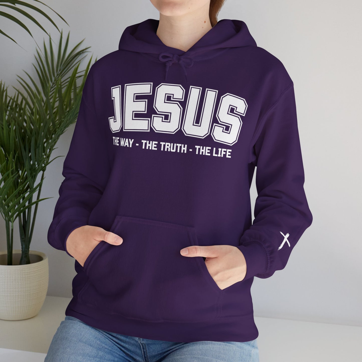 Jesus The Way The Truth The Life Inspirational Hoodie for Faithful Individuals, Religious Gift, Christian Apparel, Spiritual Wear