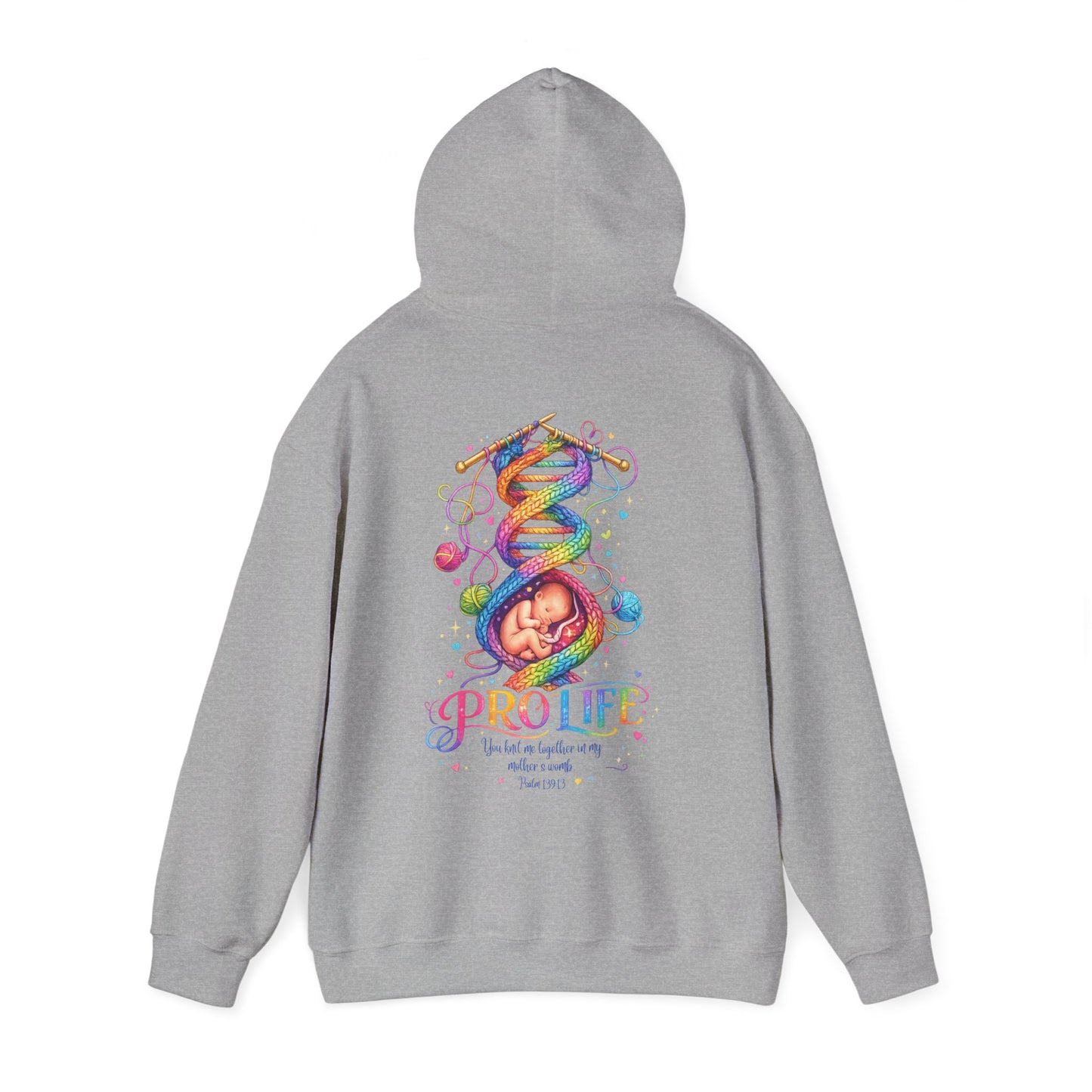Pro-Life Christian Hoodie, Psalm 139 "You Knit Me Together" Heavy Blend Hooded Sweatshirt