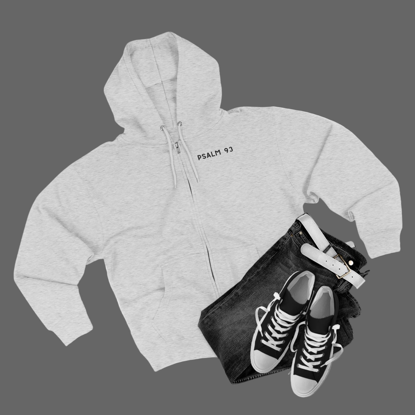 Psalm 93 "Mightier Than The Waves' Bible Verse Full Zip Hoodie | Christian Zip-Up Sweatshirt, Religious Gift, Faith-Based Clothing, Scripture Hoodie