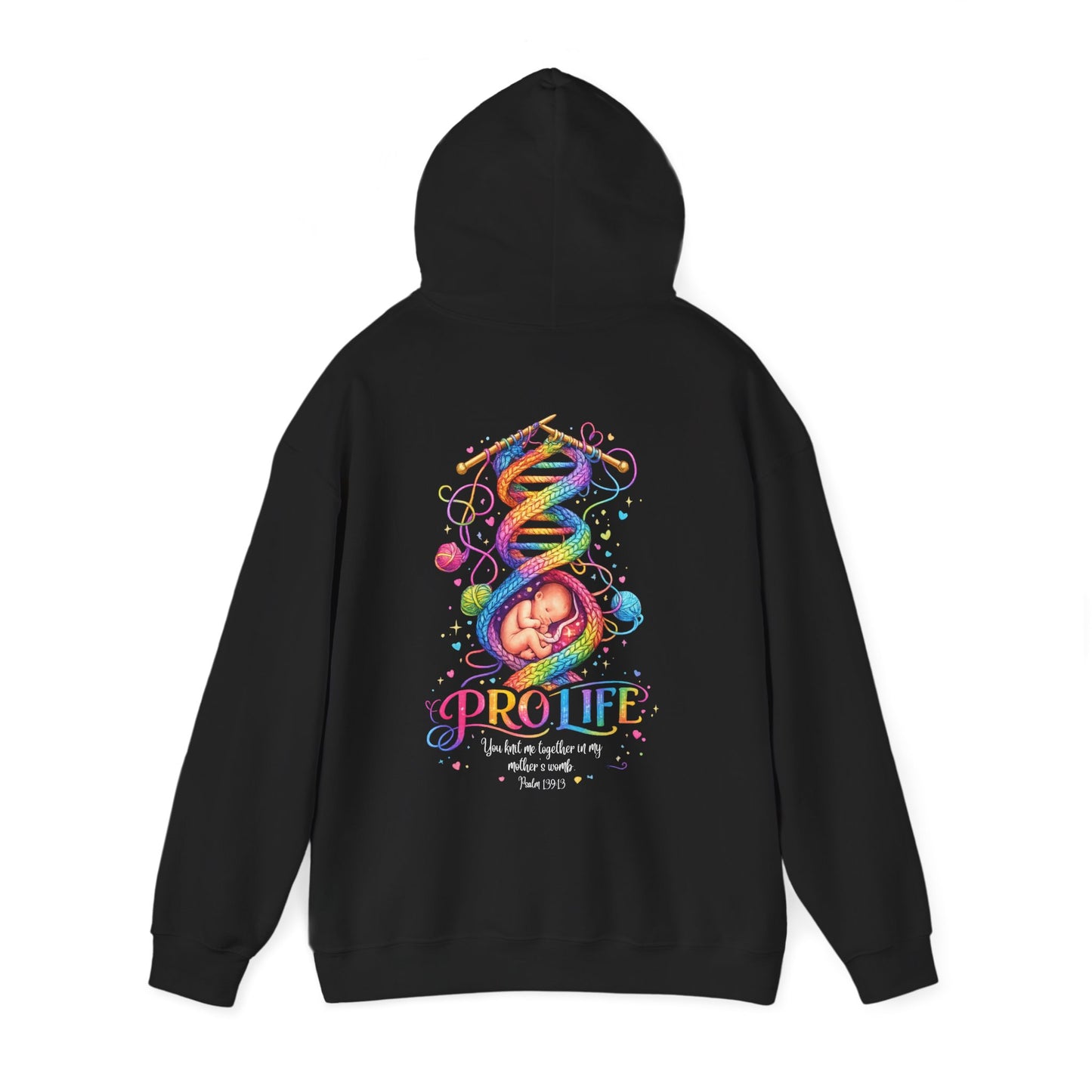 Pro-Life Christian Hoodie, Psalm 139 "You Knit Me Together" Heavy Blend Hooded Sweatshirt