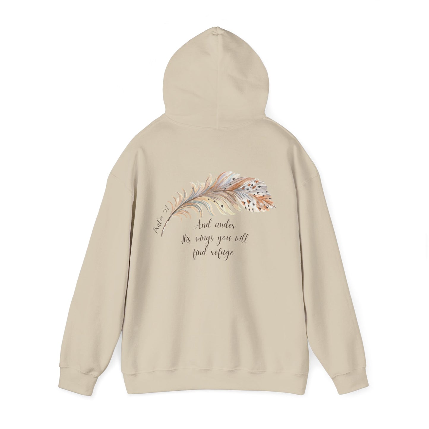 Psalm 91:4 Under His Wings You Will Find Refuge Heavyweight Sweatshirt, Feather Design For Women, Beautiful Christian Apparel