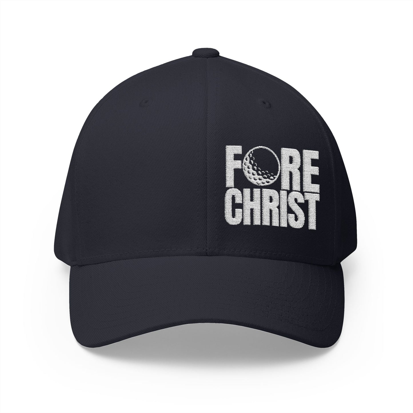 Fore Christ Embroidered Golf Hat - Faith-Inspired Closed-Back Hat For Golfers
