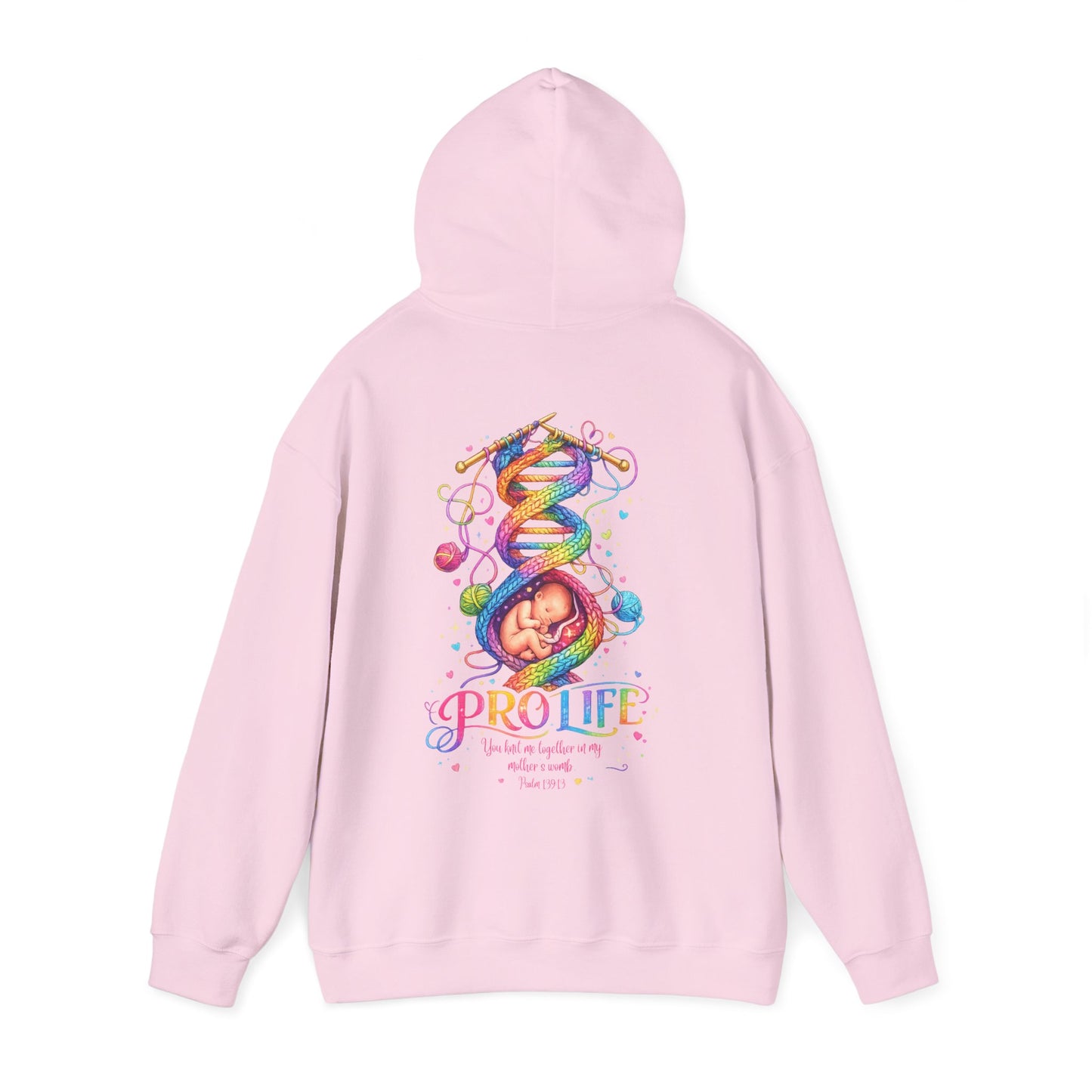 Pro-Life Christian Hoodie, Psalm 139 "You Knit Me Together" Heavy Blend Hooded Sweatshirt