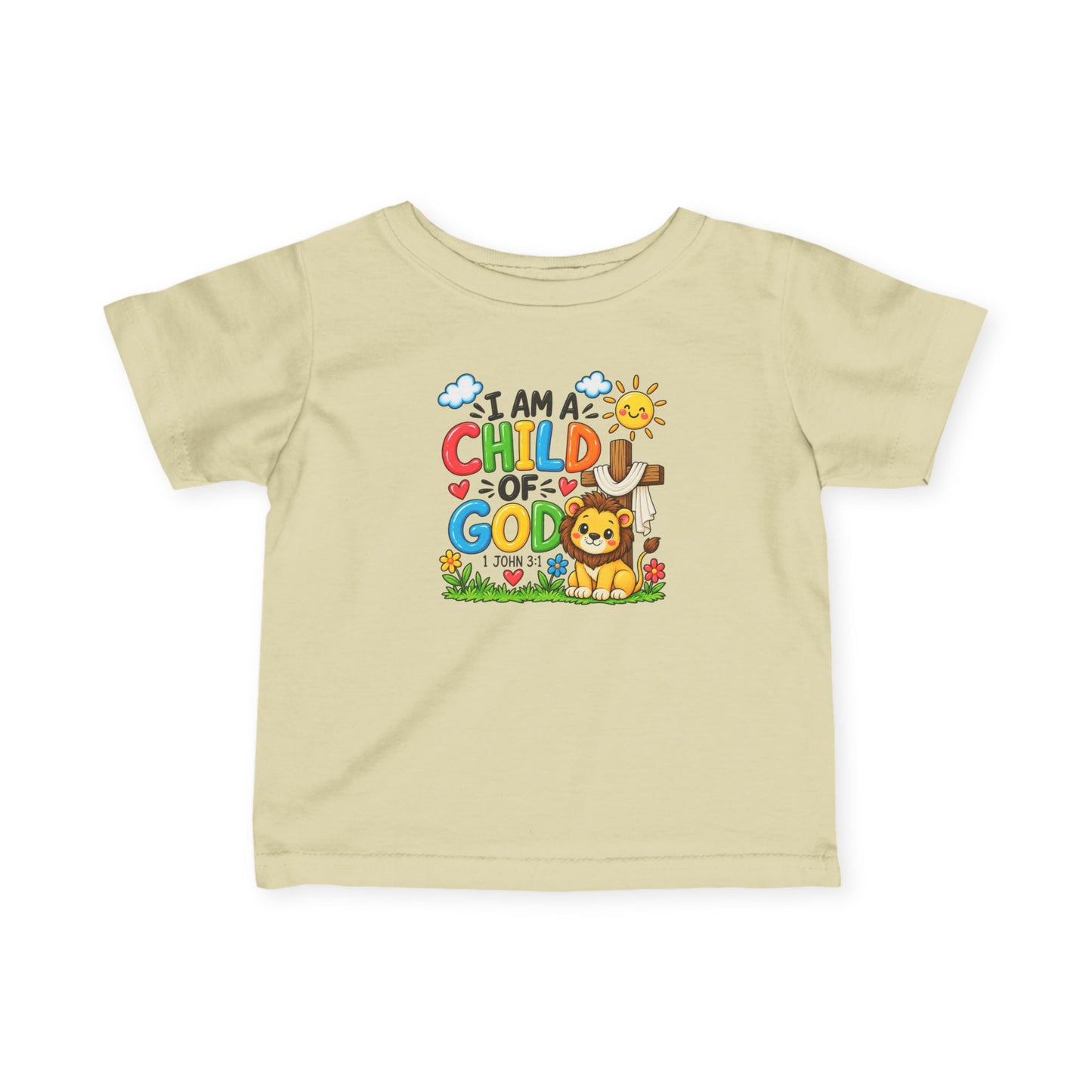 I Am A Child of God Infant Christian T-Shirt | 1 John 3:1 Bible Verse Baby Tee | Faith-Based Baby Top