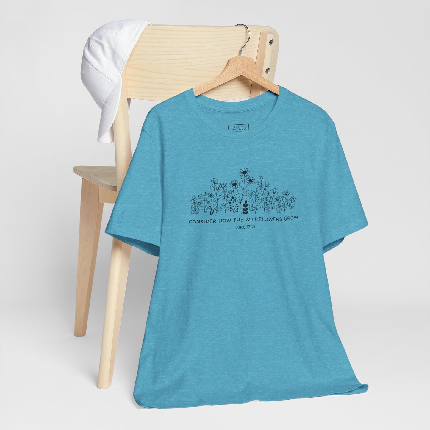 "Consider How The Wildflowers Grow" Luke 12 Bible Verse Graphic T-Shirt