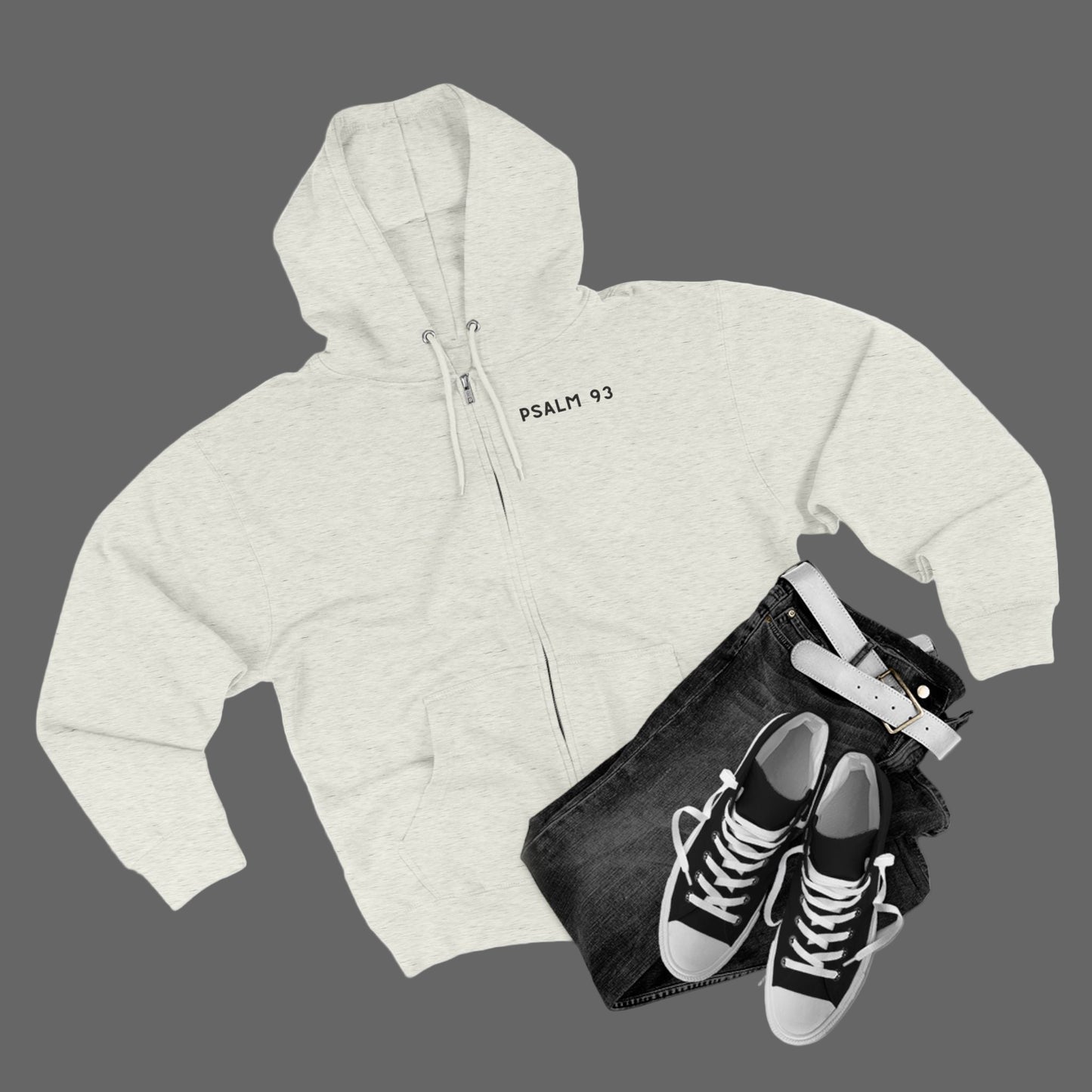 Psalm 93 "Mightier Than The Waves' Bible Verse Full Zip Hoodie | Christian Zip-Up Sweatshirt, Religious Gift, Faith-Based Clothing, Scripture Hoodie