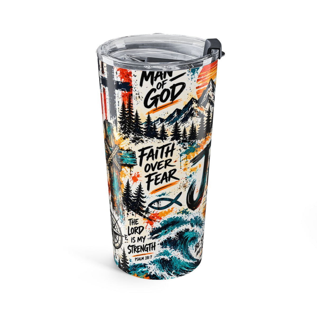 Jesus King of Kings 20oz Christian Tumbler | Colorful Faith-Inspired Travel Cup with Bible Verses