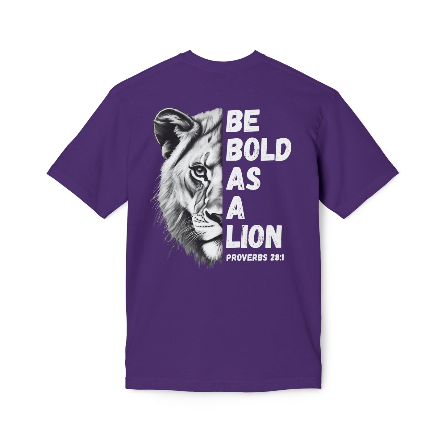 Made In The USA - Bold As A Lion Christian T-Shirt, Inspirational Tee, Faith Apparel, Proverbs 28:1