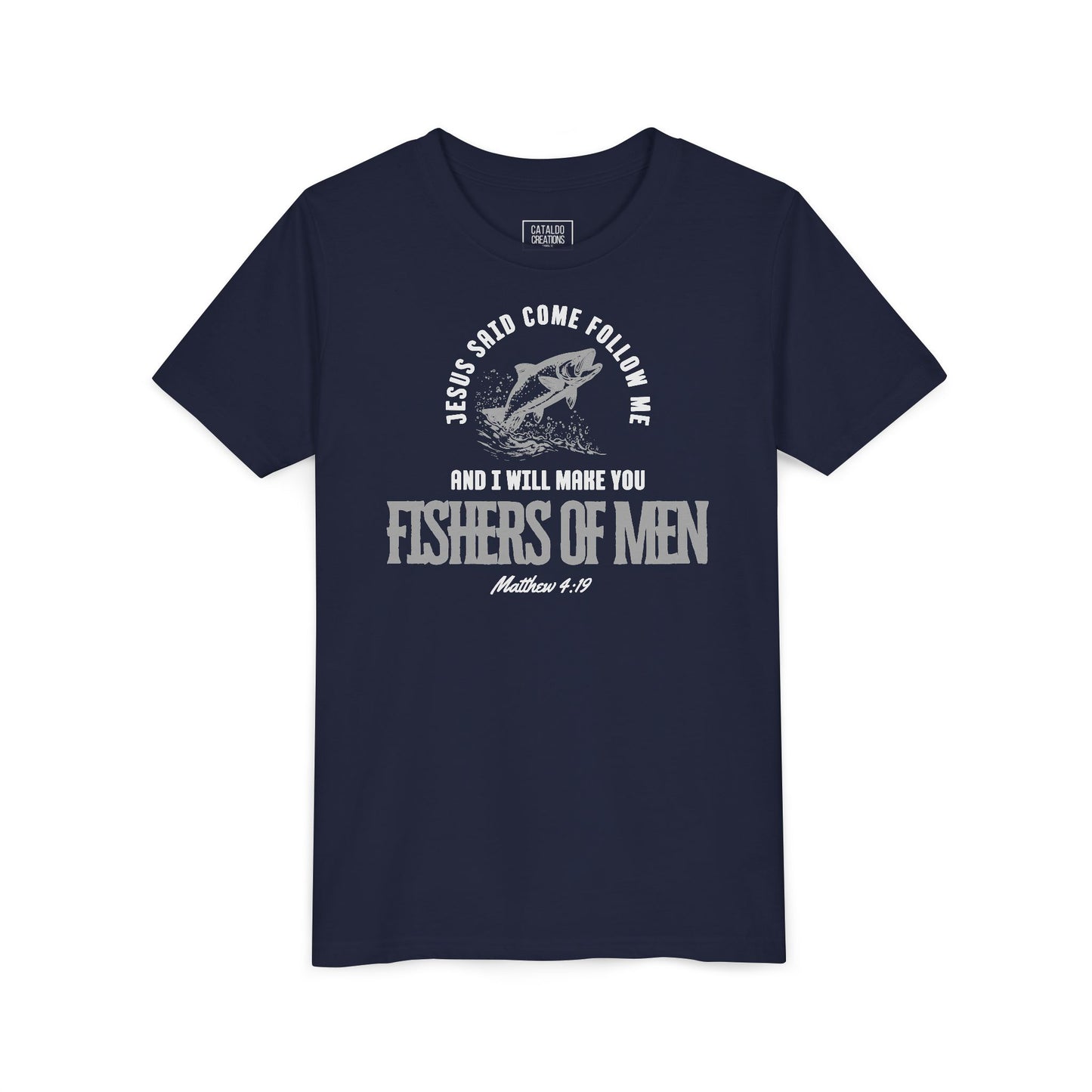 Fishers Of Men Youth Short Sleeve Scripture Tee - Inspirational Jesus Design