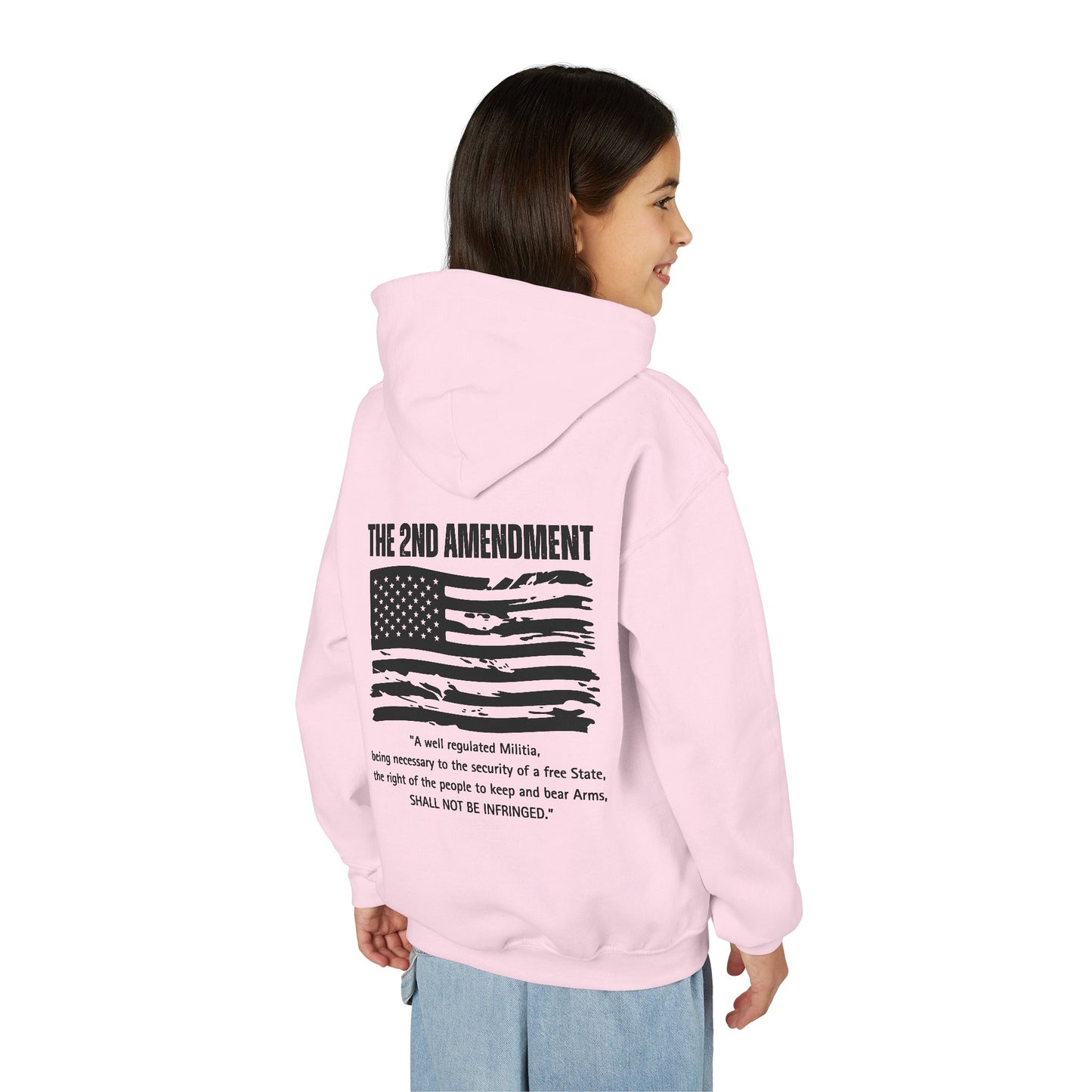 Youth 2nd Amendment Flag Design Hoodie, Kids 2A Sweatshirt, Gift for Teens, Patriotic Apparel, Flag Hoodie