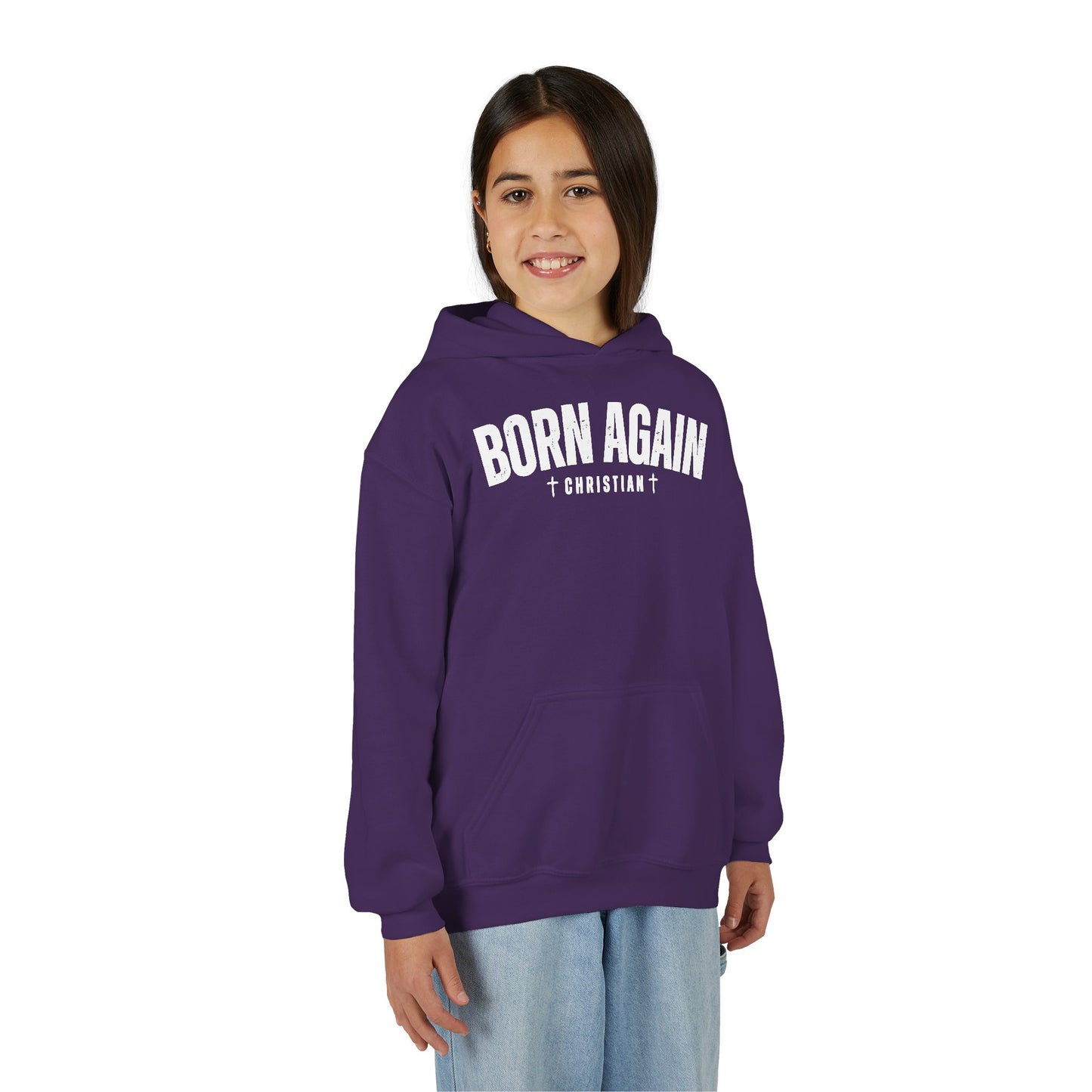 Born Again Christian Youth Hoodie, Christian Sweatshirt, Religion Apparel, Faith-Based Gift, Church Youth Group Clothing
