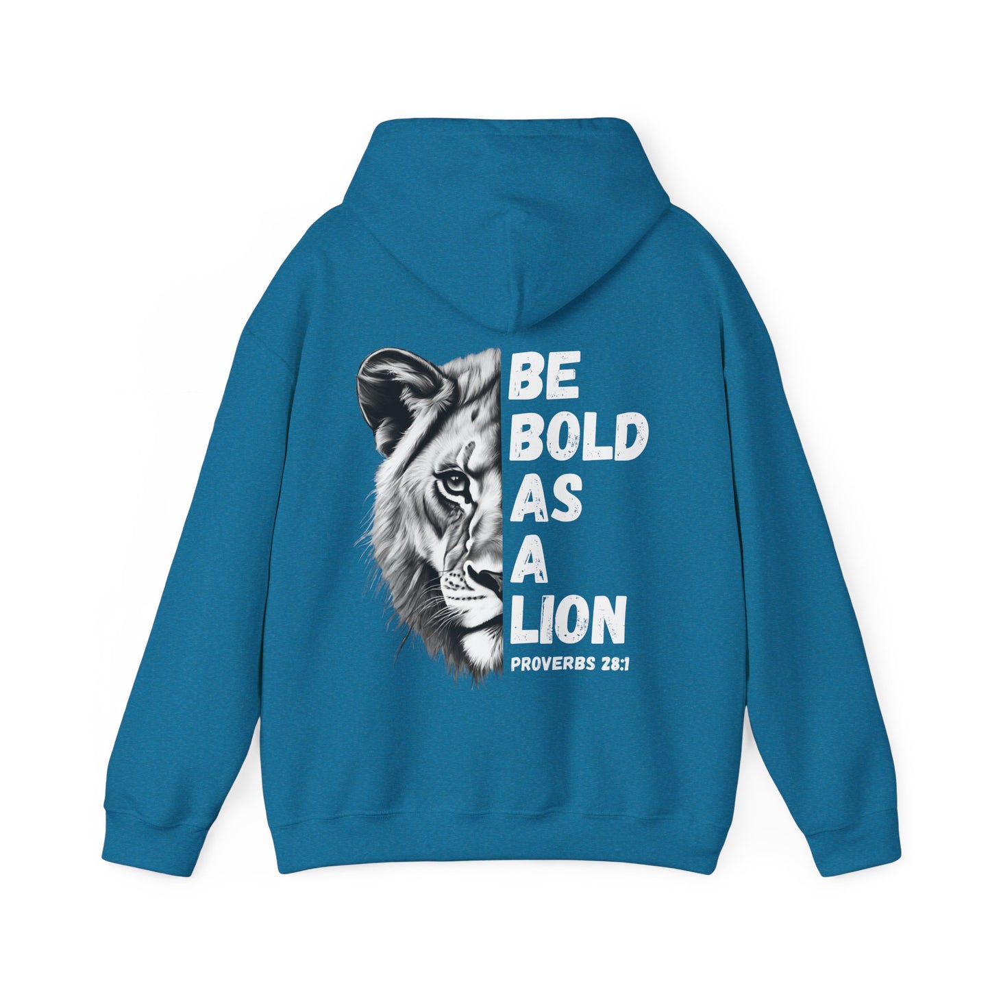Be Bold As A Lion Christian Hoodie, Proverbs Bible Verse Hooded Sweatshirt, Lion Graphic Faith Based Sweatshirt
