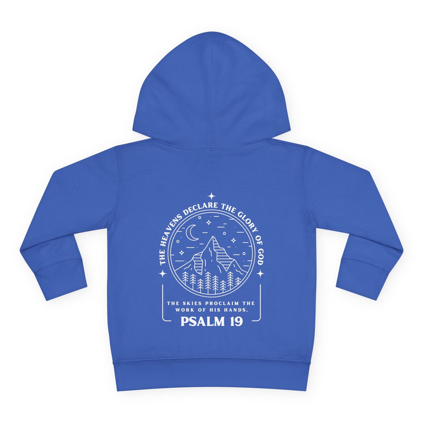 Toddler Psalm 19 'The Heavens Declare The Glory Of God' Pullover Fleece Hoodie, Christian Toddler Hooded Sweatshirt