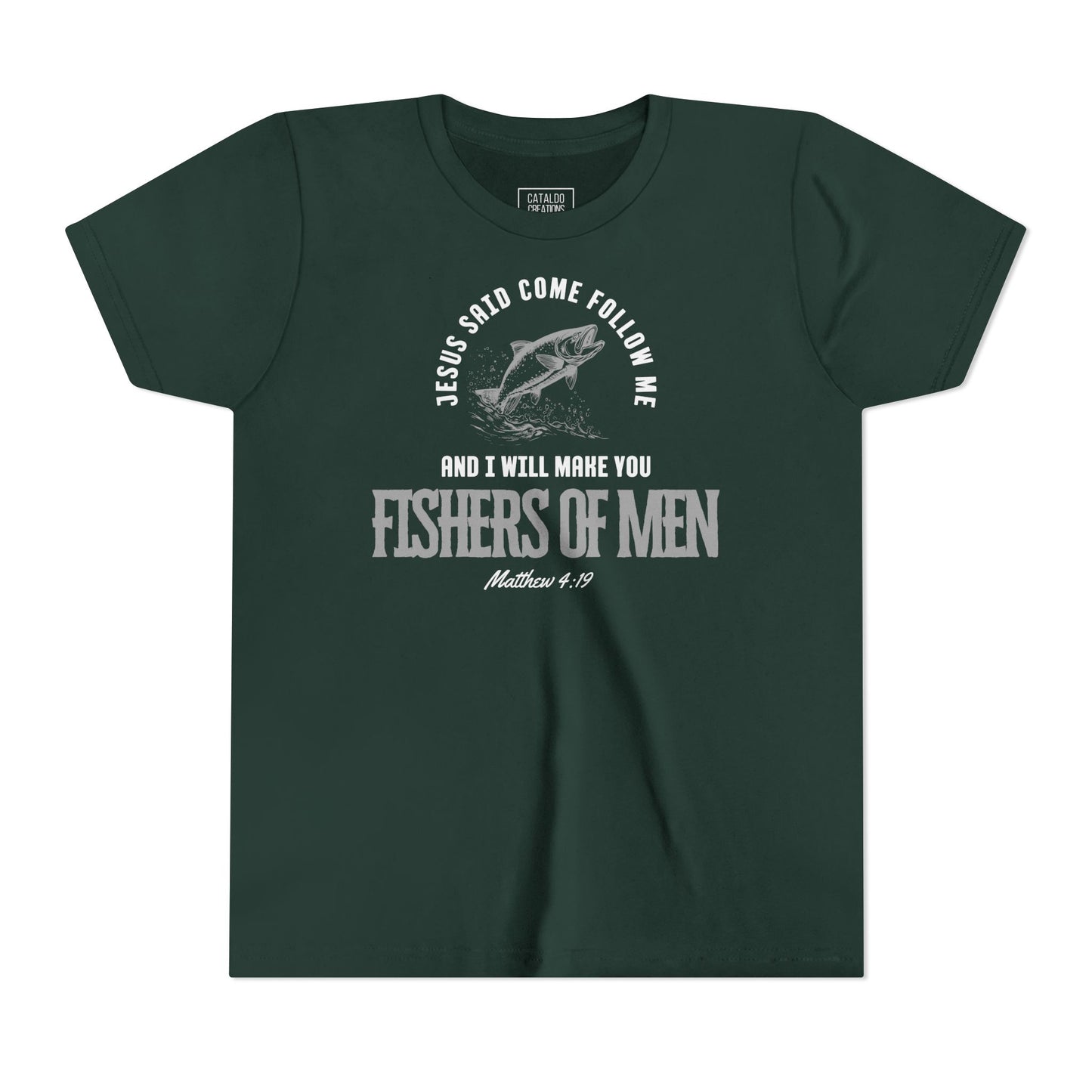 Fishers Of Men Youth Short Sleeve Scripture Tee - Inspirational Jesus Design