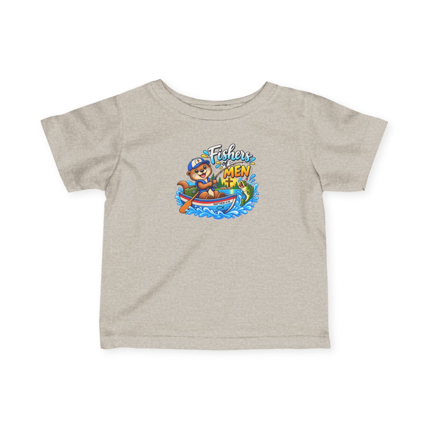 Fishers of Men Christian Infant T-Shirt – Matthew 4:19 Faith-Based Baby Tee with Cute Otter Design