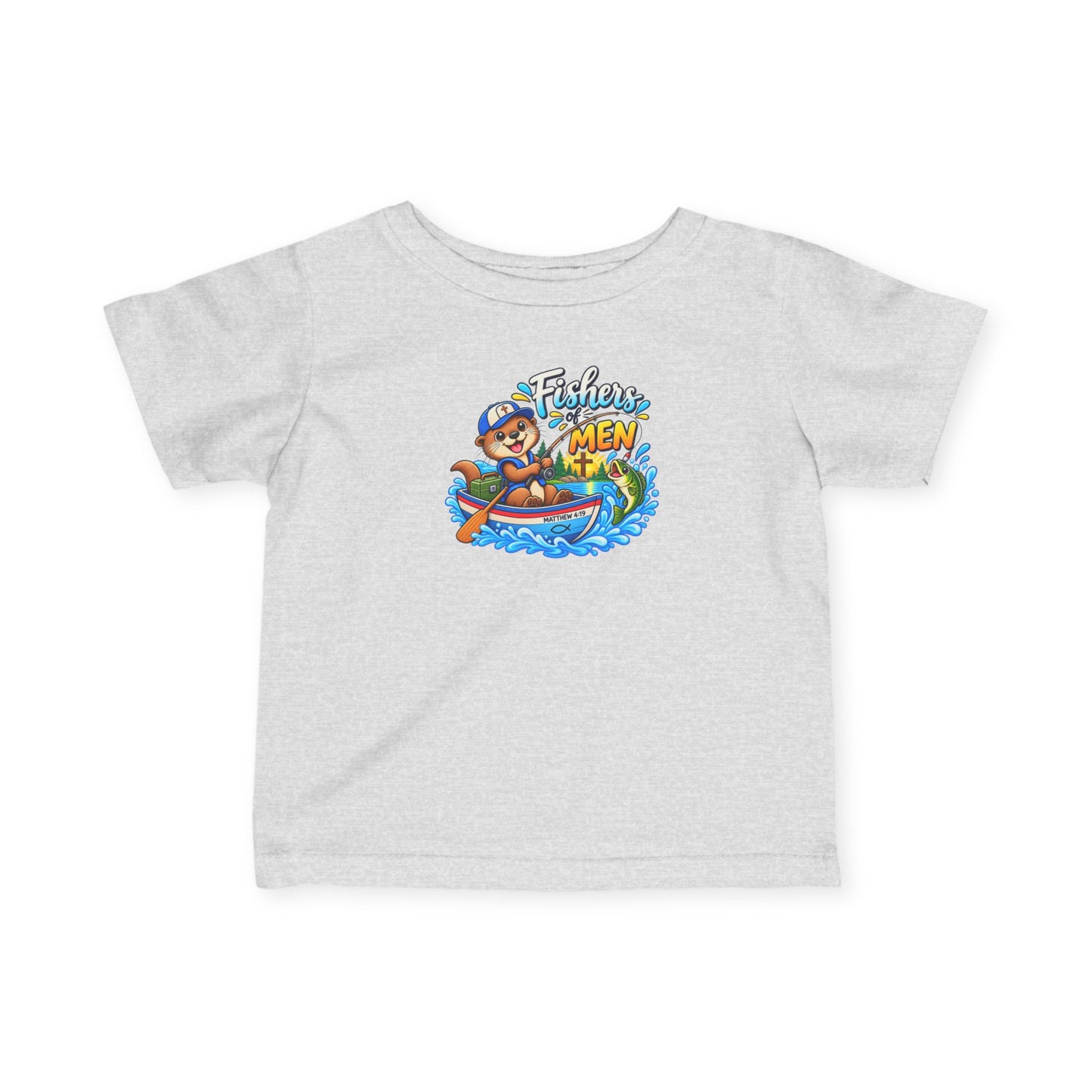 Fishers of Men Christian Infant T-Shirt – Matthew 4:19 Faith-Based Baby Tee with Cute Otter Design