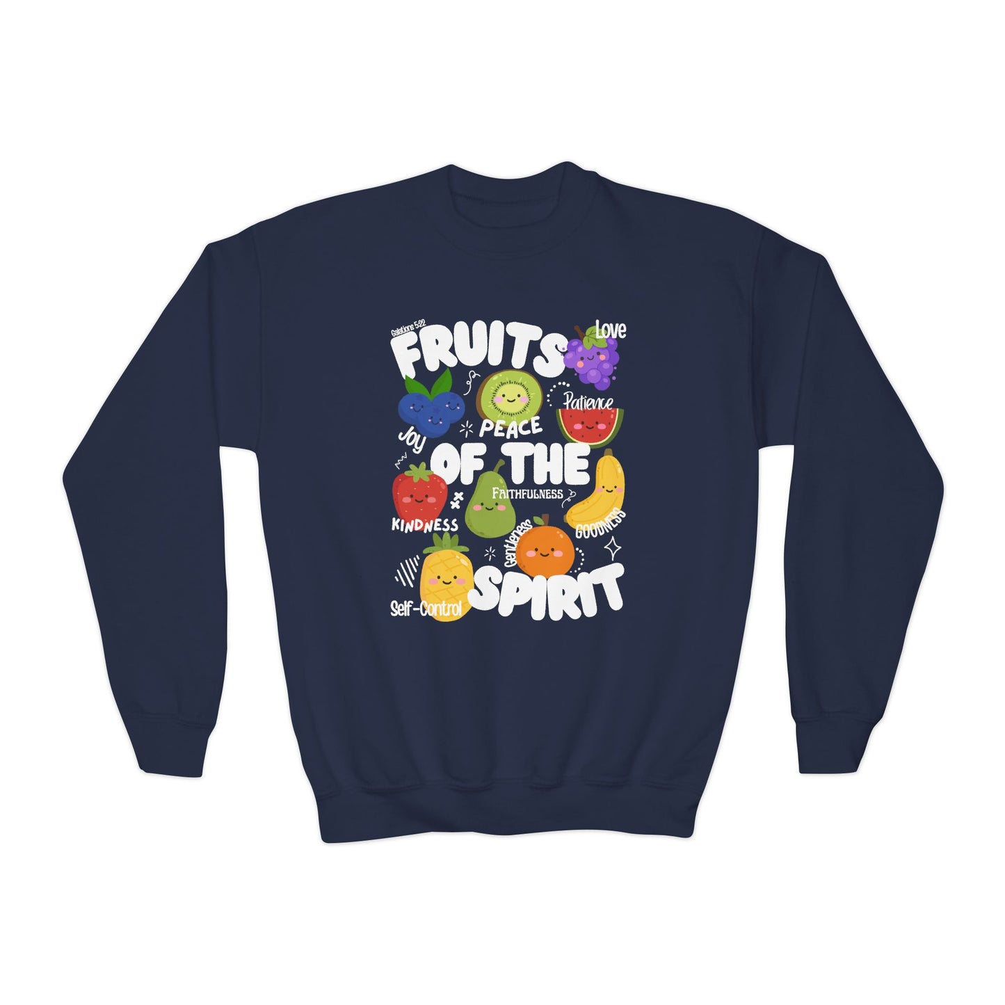 Kids 'Fruits of the Spirit' Crewneck Sweatshirt – Cute Christian Youth Bible Verse Design