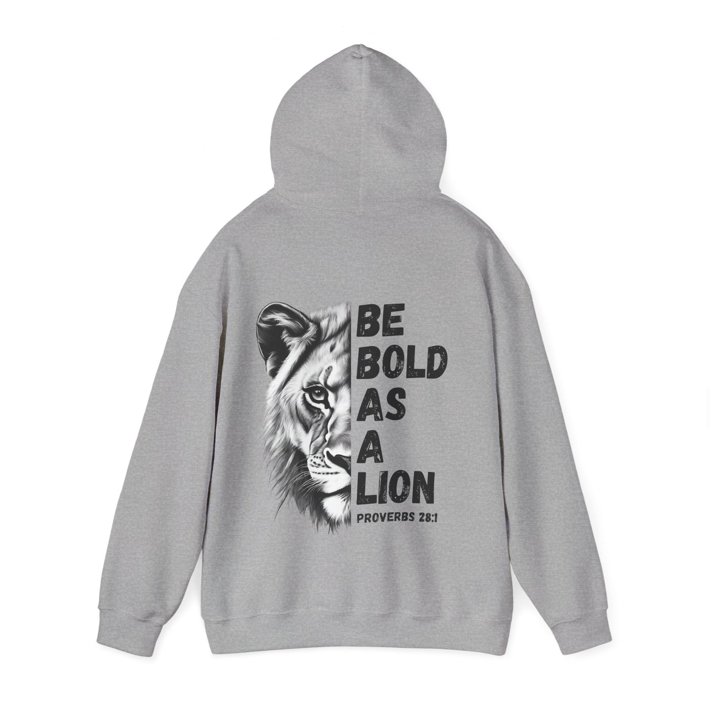 Be Bold As A Lion Christian Hoodie, Proverbs Bible Verse Hooded Sweatshirt, Lion Graphic Faith Based Sweatshirt