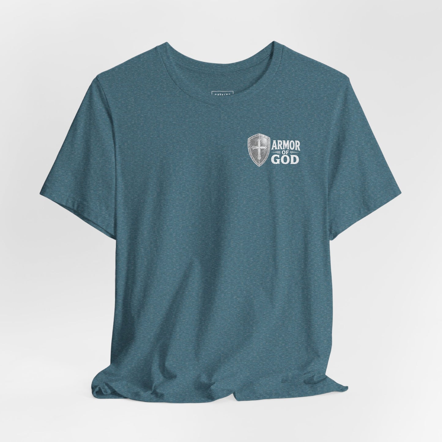 Full Armor of God Christian T-shirt featuring Ephesians 6:13. Vintage armor illustration designed to inspire faith, courage, and daily spiritual strength.