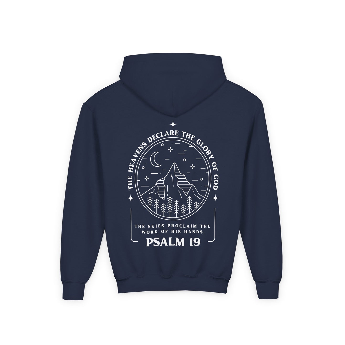 Youth Psalm 19 Hooded Sweatshirt, Cozy Kids Christian Apparel, 'The Heavens Declare The Glory Of God' Teen Bible Verse Hoodie