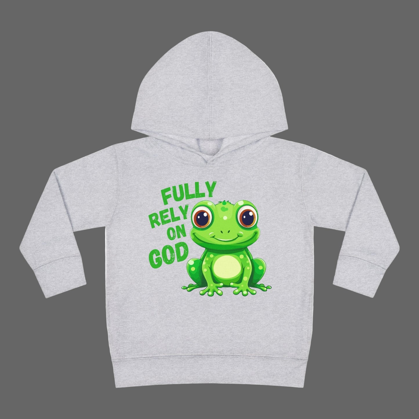 Fully Rely on God Toddler Hoodie - Adorable Frog Design, Christian Toddler Hoodies For Boys and Girls