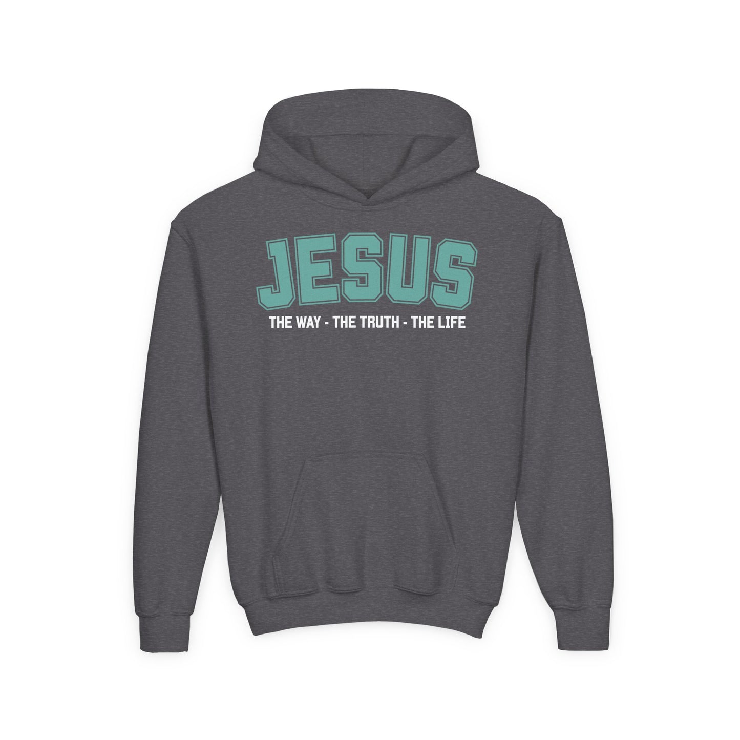 Youth Heavy Blend Hooded Sweatshirt - 'Jesus: The Way, The Truth, The Life' - Inspirational Christian Apparel, Cozy Hoodie for Kids