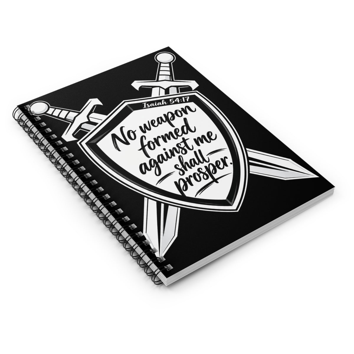 No Weapon Formed Against Me Shall Prosper Spiral Notebook | Isaiah 54:17 Christian Journal